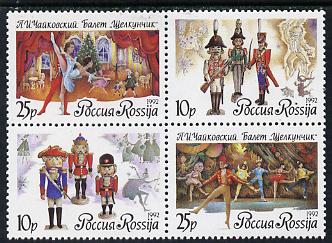 Russia 1992 Tchaikovskys Nutcracker Ballet se-tenant set of 4 unmounted mint SG 6377-80, Mi 269-72, stamps on ballet, stamps on music, stamps on dancing, stamps on composers, stamps on entertainments, stamps on  law , stamps on opera