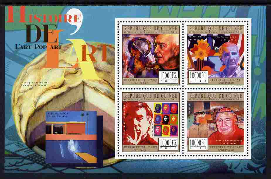 Guinea - Conakry 2011 History of Art - Pop Art perf sheetlet containing 4 values unmounted mint, stamps on arts, stamps on warhol, stamps on 