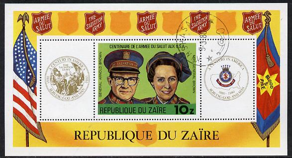 Zaire 1980 Salvation Army m/sheet cto used (Mi BL 34), stamps on salvation army