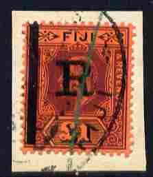 Fiji KE7 \A31 optd R for revenue use, on piece appropriately used, stamps on revenues