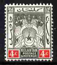 Malaya - Kelantan 1911-15 MCA 4c black & red mounted mint SG 3, stamps on , stamps on  kg5 , stamps on 