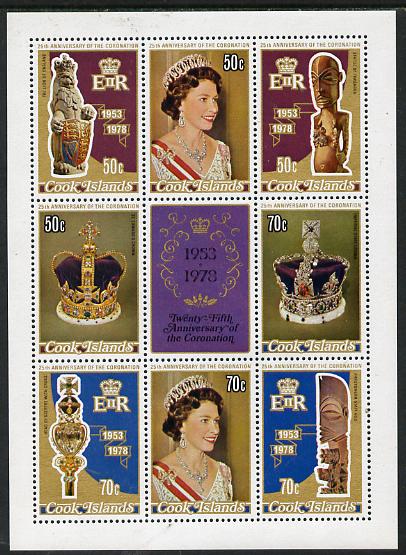Cook Islands 1978 Coronation 25th Anniversary m/sheet, unmounted mint SG MS 601, stamps on royalty   jewellry      coronation