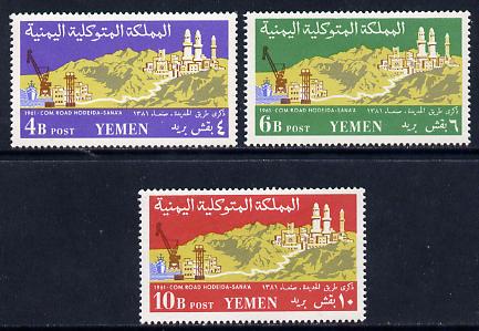 Yemen - Kingdom 1961 Hodeida-Sana Highway unmounted mint set of 3, SG 156-58, stamps on roads, stamps on traffic