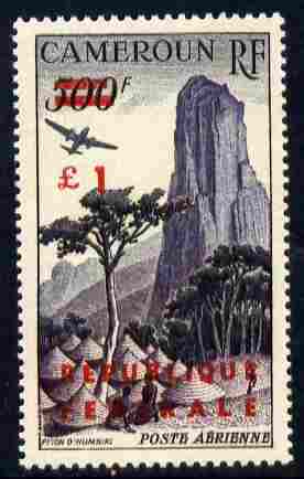 Cameroun 1961 \A31 on 500f Airplane over Piton d'Humsiki unmounted mint, SG 297a, stamps on aviation, stamps on tourism, stamps on mountaiuns