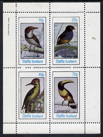 Staffa 1982 Birds #19 (Kingfisher, Woodpecker, etc) perf  set of 4 values (10p to 75p) unmounted mint, stamps on , stamps on  stamps on birds    kingfisher    woodpecker
