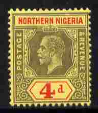Northern Nigeria 1912 KG5 MCA 4d black & red on yellow mounted mint SG 44, stamps on , stamps on  kg5 , stamps on 