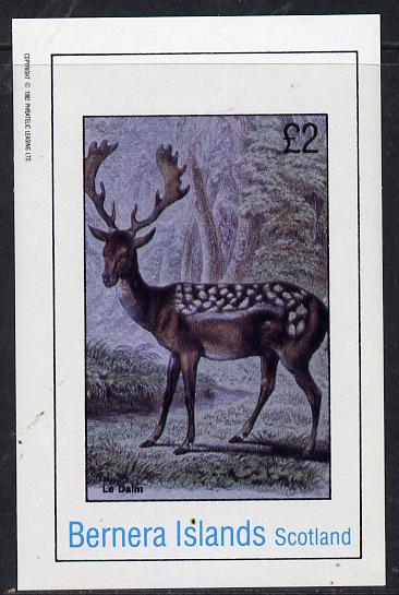 Bernera 1982 Animals (Deer) imperf deluxe sheet (Â£2 value) unmounted mint, stamps on animals   deer