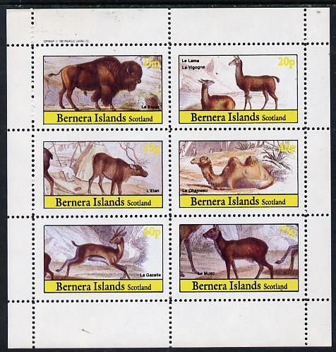 Bernera 1982 Animals (Bison, Llama, Deer, etc) perf set of 6 values (15p to 75p) unmounted mint, stamps on , stamps on  stamps on animals   bovine    deer