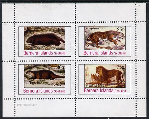 Bernera 1982 Animals (Tiger, Otter etc) perf  set of 4 values (10p to 75p) unmounted mint, stamps on animals    cats