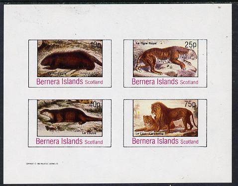 Bernera 1982 Animals (Tiger, Otter etc) imperf  set of 4 values (10p to 75p) unmounted mint , stamps on animals   cats