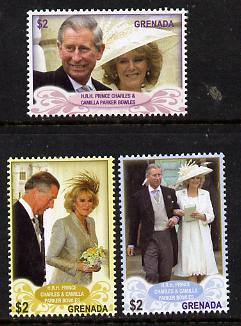 Grenada 2005 Royal Wedding (Charles & Camilla) set of 3 unmounted mint, SG 5113-15, stamps on royalty, stamps on charles, stamps on camilla