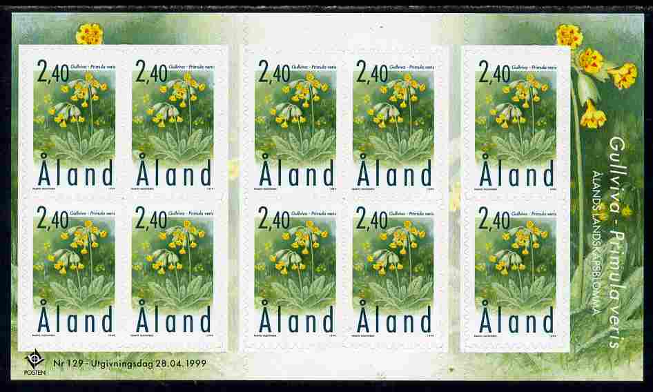 Aland Islands 1999 Provincial Plants perf sheetlet containing 10 x self-adhesive values unmounted mint as SG 152, stamps on flowers, stamps on self adhesive