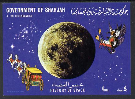 Sharjah 1970 History of Space #1 imperf m/sheet unmounted mint (Mi BL 67) , stamps on , stamps on  stamps on space