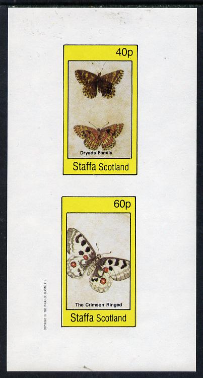 Staffa 1982 Butterflies (Dryads Family & Crimson Ringed) imperf  set of 2 values (40p & 60p) unmounted mint , stamps on butterflies