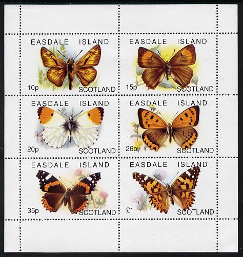 Easdale 1996 Butterflies perf sheetlet containing set of 6 values unmounted mint , stamps on butterflies