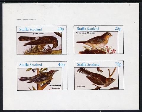 Staffa 1982 Audubon Birds #23 (Marsh Hawk, Sparrow etc) imperf  set of 4 values (10p to 75p) unmounted mint, stamps on birds, stamps on audubon, stamps on birds of prey