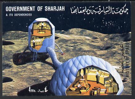 Sharjah 1970 History of Space #3 imperf m/sheet unmounted mint (Mi BL 69) , stamps on space     computers