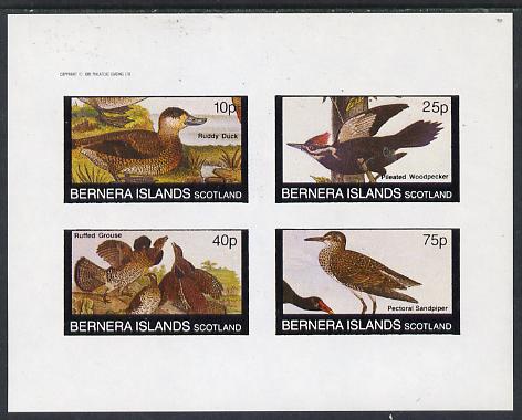 Bernera 1982 Birds #21 (Duck, Woodpecker etc) imperf  set of 4 values (10p to 75p) unmounted mint , stamps on birds    woodpecker