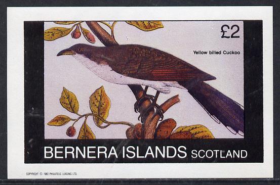 Bernera 1982 Birds #21 (Cuckoo) imperf deluxe sheet (Â£2 value) unmounted mint, stamps on birds