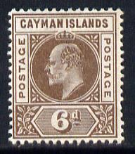 Cayman Islands 1901-03 KE7 Crown CA 6d brown mounted mint SG 6, stamps on , stamps on  ke7 , stamps on 
