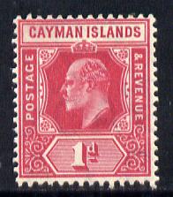 Cayman Islands 1907-09 KE7 MCA (Postage & Revenue) 1d carmine mounted mint SG 26, stamps on , stamps on  ke7 , stamps on 