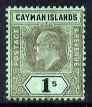 Cayman Islands 1907-09 KE7 MCA (Postage & Revenue) 1s black on green mounted mint SG 31, stamps on , stamps on  ke7 , stamps on 
