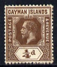 Cayman Islands 1912-20 KG5 MCA 1/4d brown mounted mint SG 40, stamps on , stamps on  kg5 , stamps on 
