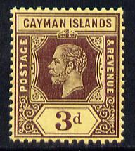 Cayman Islands 1912-20 KG5 MCA 3d purple on yellow (white back) mounted mint SG 45a, stamps on , stamps on  kg5 , stamps on 