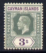 Cayman Islands 1912-20 KG5 MCA 3s green & violet mounted mint SG 50, stamps on , stamps on  kg5 , stamps on 