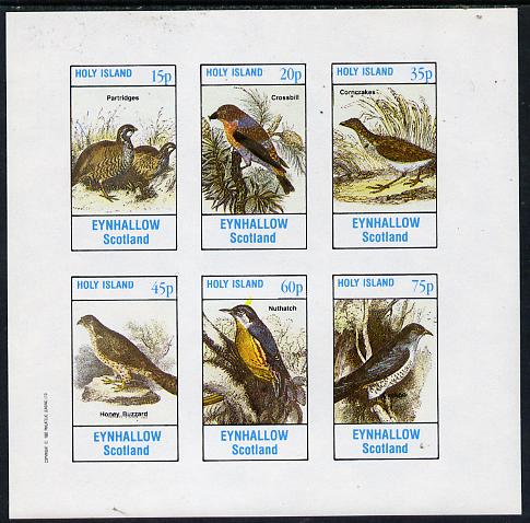 Eynhallow 1982 Birds #07 (Patridges, Buzzard, Nuthatch & Cuckoo) imperf set of 6 values (15p to 75p) unmounted mint, stamps on birds, stamps on birds of prey