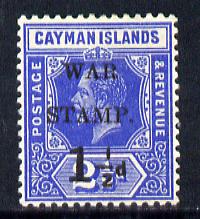 Cayman Islands 1917 War Tax 1.5d on 2.5d deep blue mounted mint SG 54, stamps on , stamps on  stamps on , stamps on  stamps on  kg5 , stamps on  stamps on 