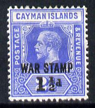 Cayman Islands 1917 War Tax 1.5d on 2.5d deep blue mounted mint SG 56, stamps on , stamps on  kg5 , stamps on 