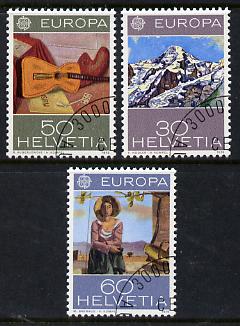 Switzerland 1975 Europa - Paintings set of 3 superb cto used, SG 898-900*, stamps on europa     arts    guitar    mountain   tobacco    playing cards