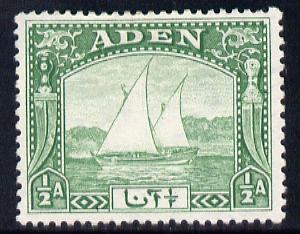 Aden 1937 Dhow 1/2a yellow-green mounted mint, SG 1, stamps on , stamps on  kg6 , stamps on ships