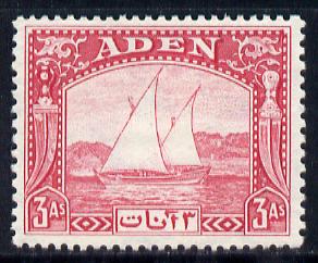 Aden 1937 Dhow 3a carmine mounted mint, SG 6, stamps on , stamps on  kg6 , stamps on ships