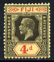 Fiji 1912-23 KG5 Script CA 4d black & red on yellow mounted mint SG 235, stamps on , stamps on  kg5 , stamps on 