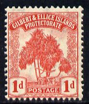 Gilbert & Ellice Islands 1911 Pandanus Pine 1d carmine mounted mint SG 9, stamps on , stamps on  stamps on , stamps on  stamps on  ke7 , stamps on  stamps on trees