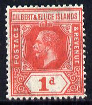 Gilbert & Ellice Islands 1912-24 KG5 MCA 1d red mounted mint SG 13, stamps on , stamps on  kg5 , stamps on 
