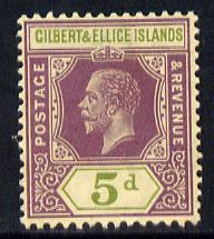 Gilbert & Ellice Islands 1912-24 KG5 MCA 5d dull purple & sage-green mounted mint SG 18, stamps on , stamps on  kg5 , stamps on 