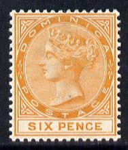 Dominica 1886-90 QV Crown CA 6d orange mounted mint SG 25, stamps on , stamps on  qv , stamps on 