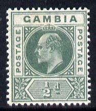 Gambia 1904-06 KE7 MCA 1/2d green mounted mint SG 57, stamps on , stamps on  ke7 , stamps on 