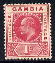 Gambia 1904-06 KE7 MCA 1d carmine mounted mint SG 58, stamps on , stamps on  ke7 , stamps on 