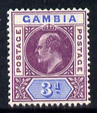Gambia 1904-06 KE7 MCA 3d purple & ultramarine mounted mint SG 61, stamps on , stamps on  ke7 , stamps on 