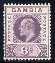 Gambia 1909 KE7 MCA 6d dull & bright purple mounted mint SG 78, stamps on , stamps on  ke7 , stamps on 
