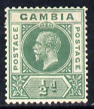 Gambia 1921-22 KG5 Script CA 1/2d dull green mounted mint SG 108, stamps on , stamps on  stamps on , stamps on  stamps on  kg5 , stamps on  stamps on 