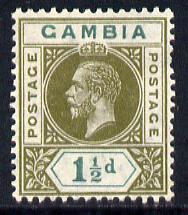 Gambia 1921-22 KG5 Script CA 1.5d olive-green & blue-green mounted mint SG 110, stamps on , stamps on  kg5 , stamps on 