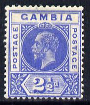 Gambia 1921-22 KG5 Script CA 2.5d bright blue mounted mint SG 112, stamps on , stamps on  kg5 , stamps on 