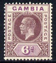 Gambia 1921-22 KG5 Script CA 6d dull & bright purple mounted mint SG 114, stamps on , stamps on  kg5 , stamps on 