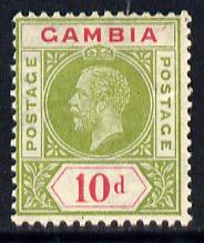 Gambia 1921-22 KG5 Script CA 10d pale sage-green & carmine mounted mint SG 116, stamps on , stamps on  stamps on , stamps on  stamps on  kg5 , stamps on  stamps on 