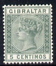 Gibraltar 1889-96 Spanish Currency 5c green mounted mint SG 22, stamps on , stamps on  qv , stamps on 